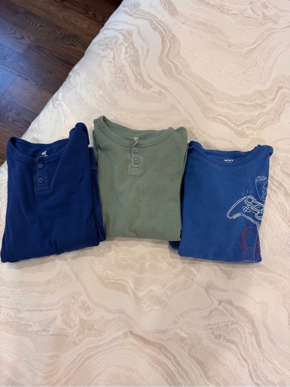 GAP Boys Solid Blue, Olive Long-Sleeve Pajama Set (3 pairs PJs) (1) Carters blue
